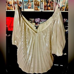 Silver Pleated accordion party blouse medium from express
